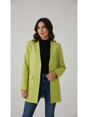 Donna Karan Yellow Collarless Topper Jacket Size 6
